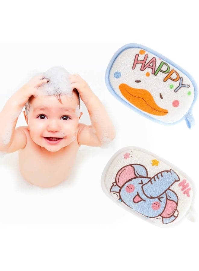 Hokoad Baby Bath Sponge, 2 Pack Cartoon Animal Style Baby Sponge for Bathing
