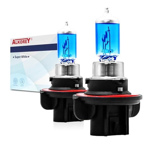 ALKOREY 9008 H13 Car Headlight Bulb 6055w12V Super White 5000K Auto Halogen LampHigh And Low Beam White Light Fog Replacement Bulb2 Pack