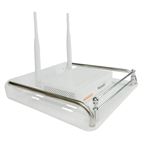 SQUARO Acrylic Sheet Multi Purpose Setup Box Stand with Stainless Steel Pipe and Rods WiFi Router Shelf Wall Shelf Wall Mount