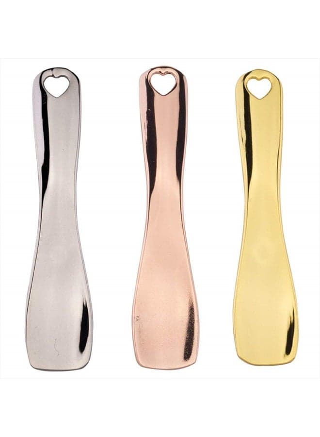 3 Pcs Metal Cosmetic Spoon Spatulas Makeup Skin Care Facial Cream Mask Scoop Tool for Home Salon (Gold, Silver, Rose Gold)