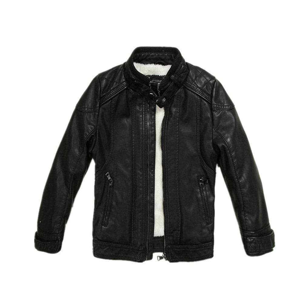 LJYH Boys Winter Pu Leather Jackets Children Velvet Motorcycle Thicken Coats 9/10yrs