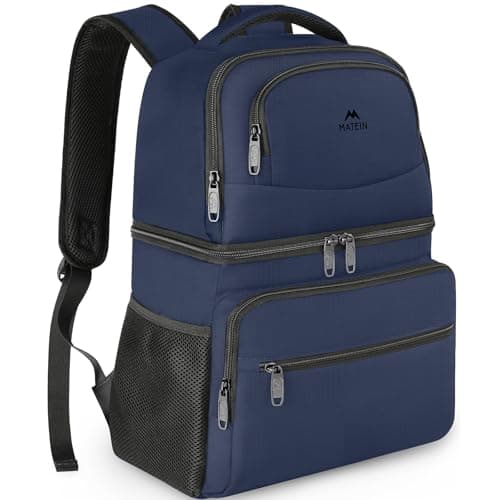 MATEIN Cooler Backpack Insulated Waterproof 26 Cans LeakProof Lunch Backpack Cooler for Men Women Double Layer Lightweight Soft Cooler Bag Portable Lunchbox Backpack for Beach Travel Picnic Blue