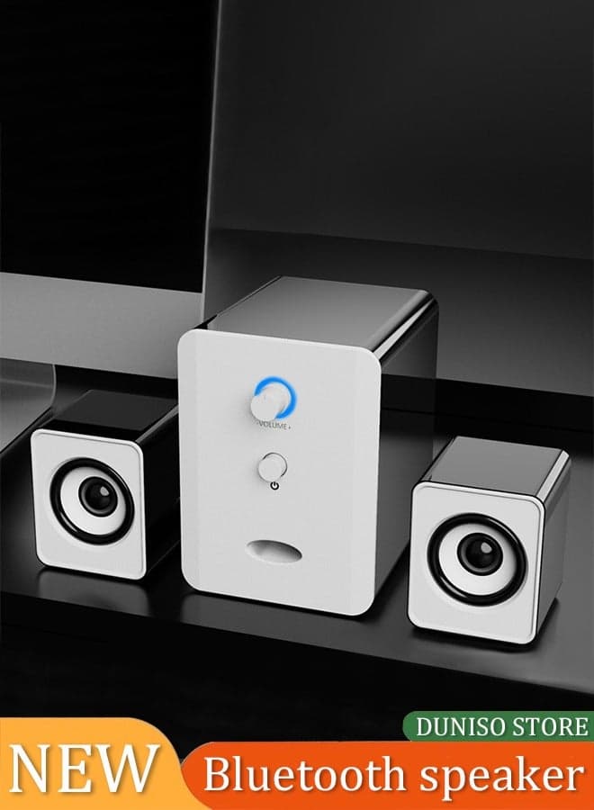 Computer speaker, home desktop Bluetooth speaker three piece set, USB power supply, with 3.55mm audio interface, suitable for laptops, tablets, smart TVs, mobile phones