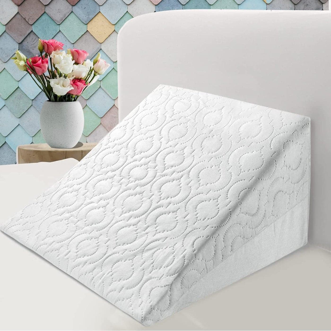 Brillars Bed Wedge Pillow Cushion Incline Support For Acid Reflux Back Pain Snoring Heartburn Orthopedic Reduces Respiratory Problems Removable Washable Cover Foam