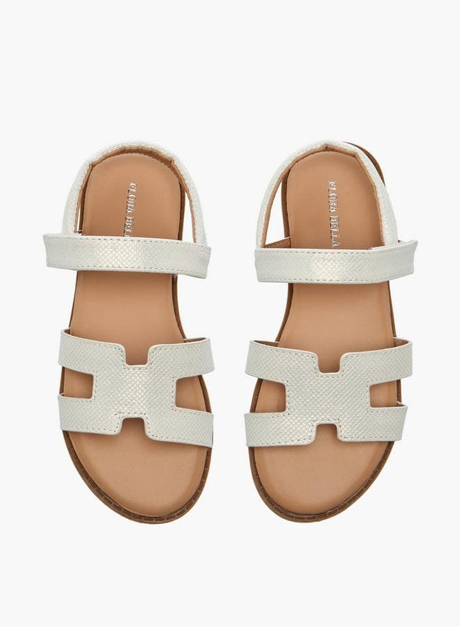 Flora Bella Girls Textured Hook & Loop Strap Sandals — 27
