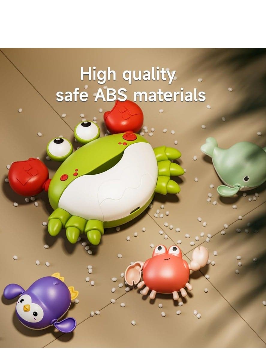 Baby Bath Toy,Musical Bath Bubble Maker Machine,3 Wind-Up Bathtub Toys,Crab Shower Water Toy for Toddlers Kids Boys Grils,4 Piece