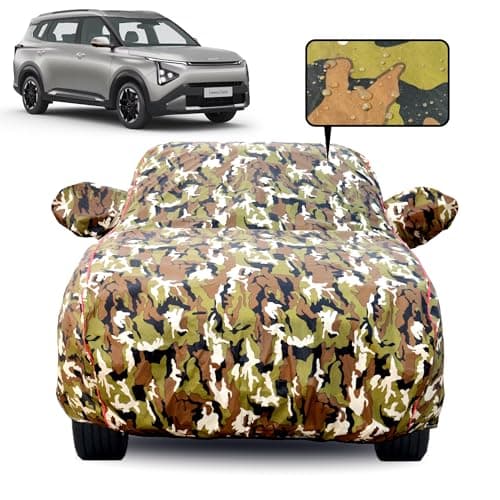 Slamio Car Cover for Kia Carens Clavis 2025-2026 Model | Waterproof, Dustproof, UV Resistant | All-Weather Protection with Mirror Pockets | Custom Fit, Triple Stitch (Jungle Print)