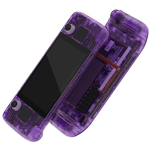 eXtremeRate Custom Faceplate Back Plate for Steam Deck LCD Clear Atomic Purple Handheld Console Replacement Housing Case DIY Full Set Shell with Buttons for Steam Deck Console Console NOT Included