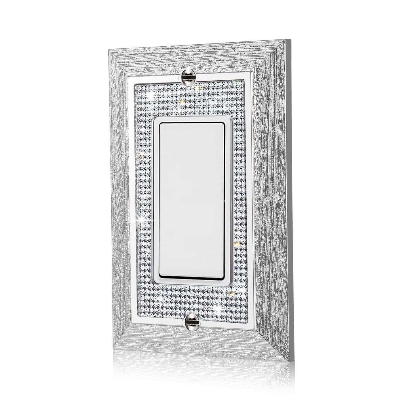 Gaocai 1 Pcs Shiny Rhinestones Wall Plates Imitation Wood Grain Light Switch Cover Decorative Outlet Cover Single Toggle Switch Plates And Outlet Covers