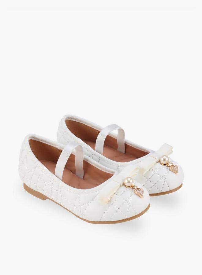 Girls Bow Embellished Ballerina Shoes — 28