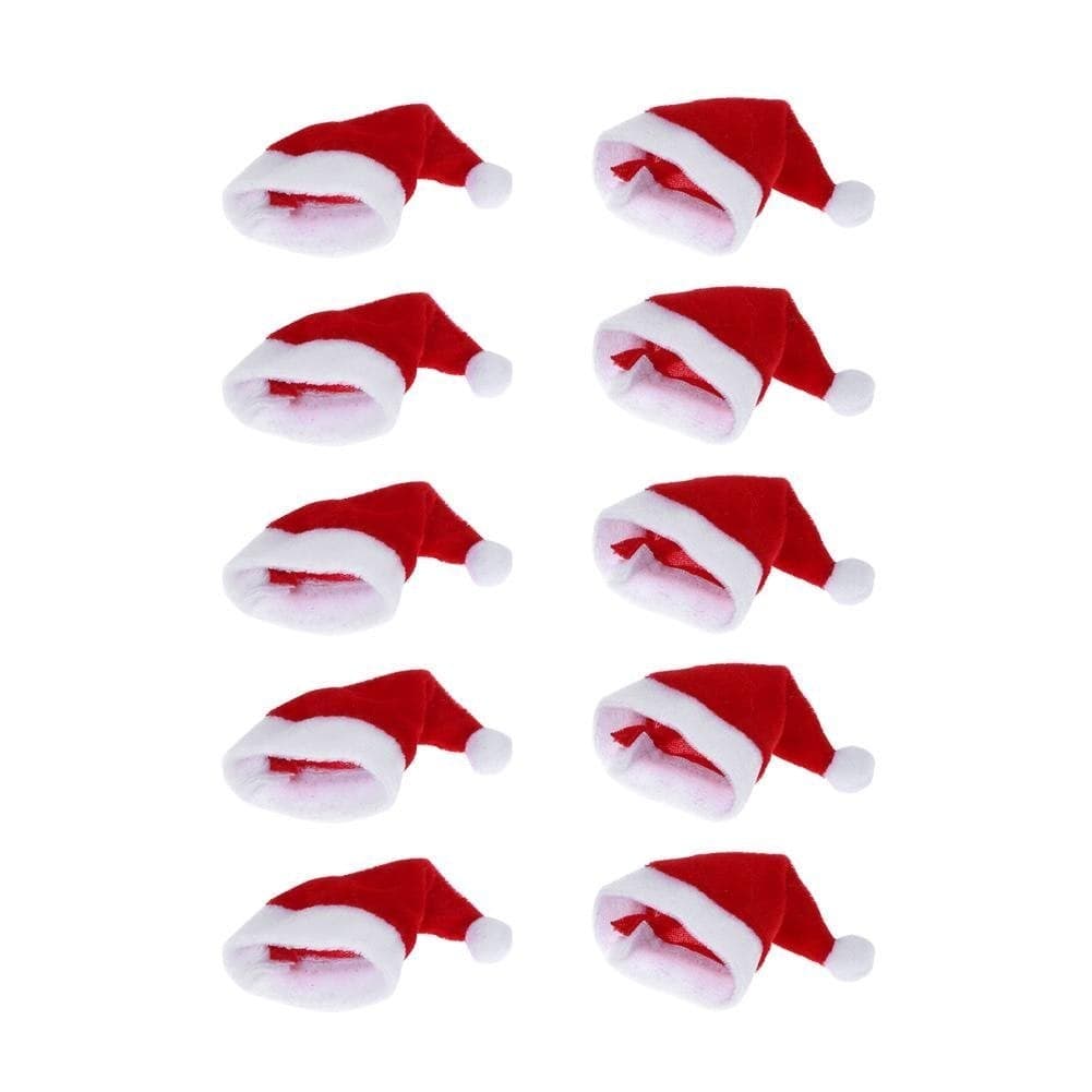 ONEYIM 30PCS Mini Santa Hats Wine Bottles Cover Silverware Holder Home Christmas Decor