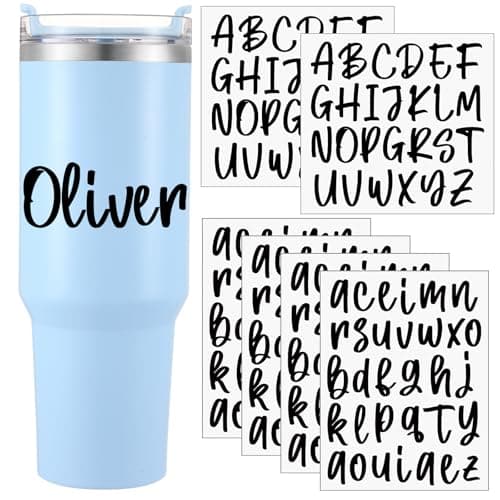 Humyoun 6 Sheets UV DTF Cup Wrap Name Stickers for Water Bottles Waterproof Custom Vinyl Decals Personalized Lettering Gift Stickers for 1440oz Tumbler Cups Mugs DIY Craft Black