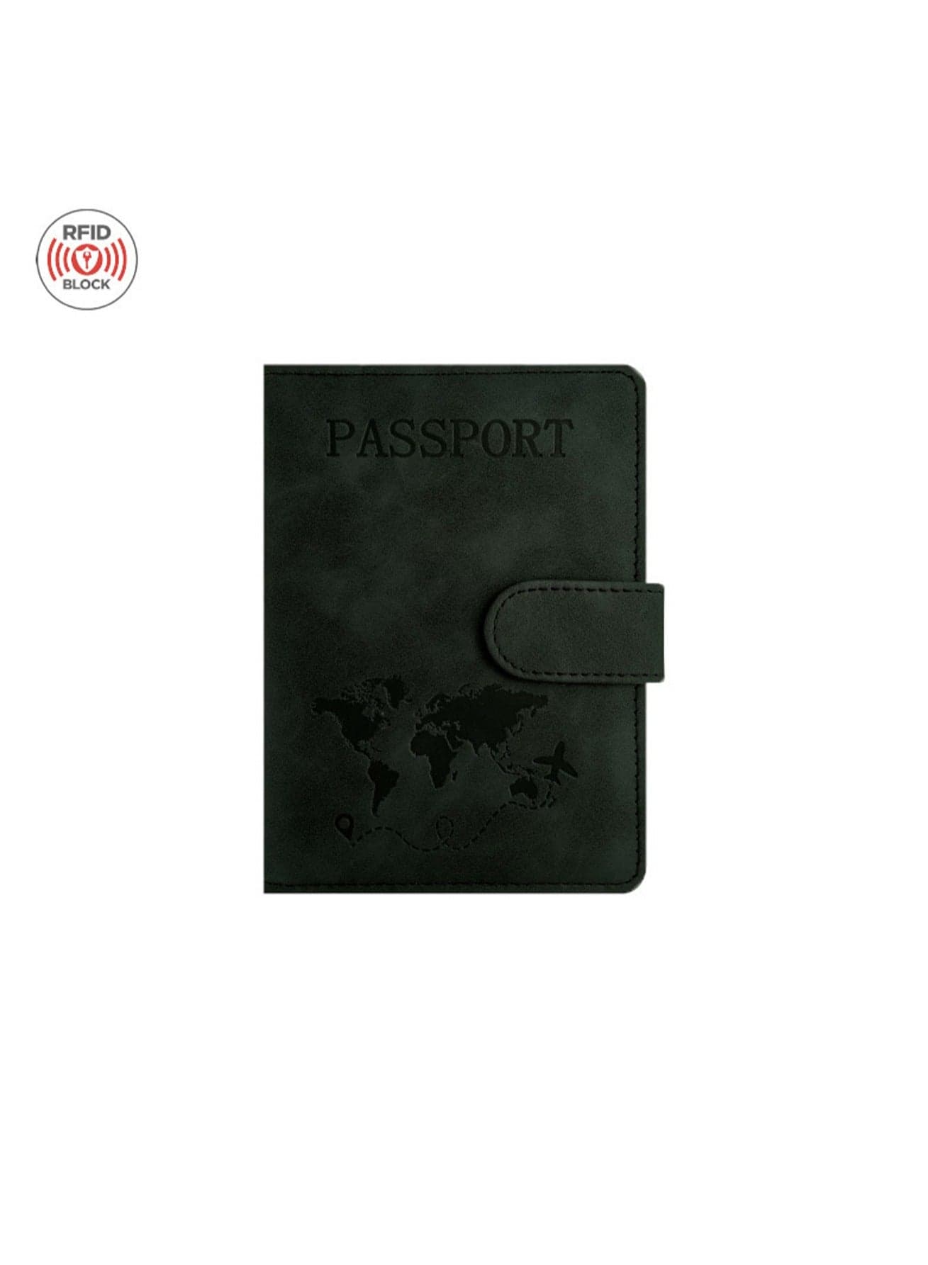 Black Magnetic Closure Passport Holder Wallet Case, Passport Holder With Rfid Blocking, Pu Leather Travel Document Holder For Men And Women Travel Accessories