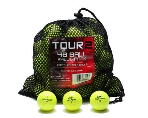 Various Brands Recycled B Grade Golf Balls in Mesh Bag (48 Pack, Optic Yellow Mixed)