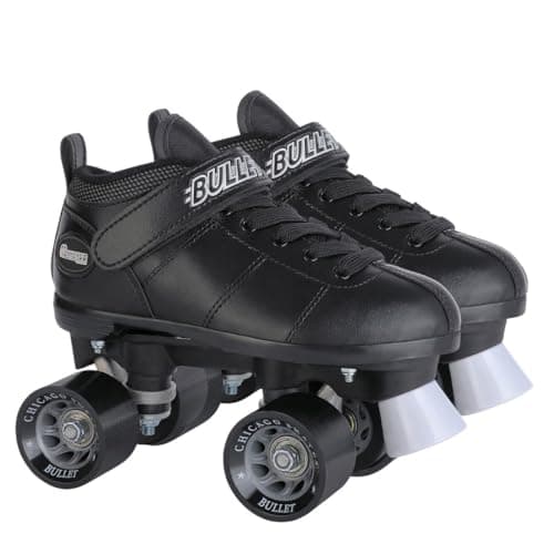 Chicago Skates Bullet Speed Quad Roller Skates – Durable, Top Performance Indoor/Outdoor Youth Skate Shoes for Kids, Boys & Girls Beginner 62mm Urethane Wheels & Low-Cut Ankle Boots for Agility 7-12