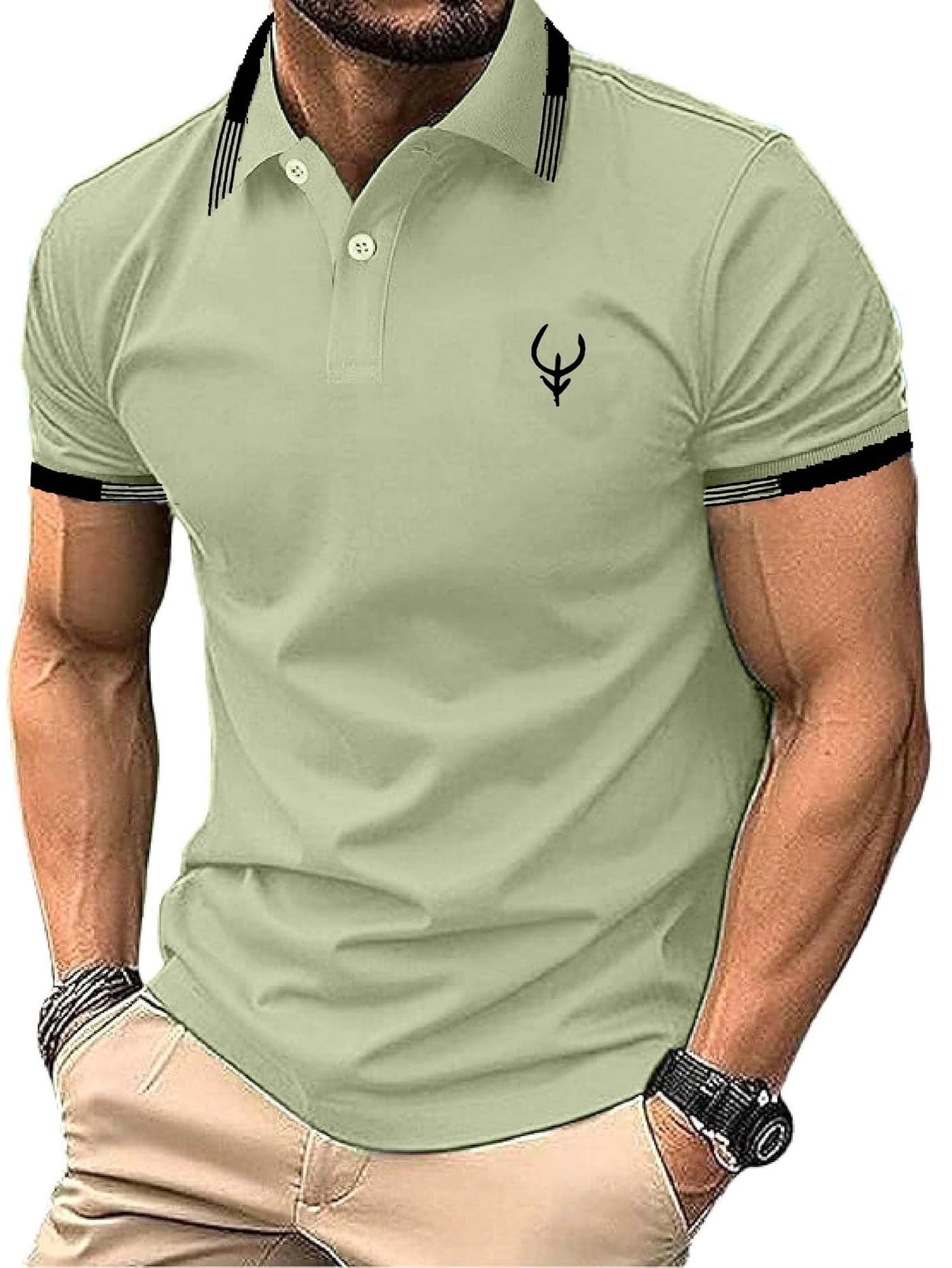 Lymio Polo T Shirt for Men || Men Casual T-Shirt || Polo (Polo-42-Pista-L) Green