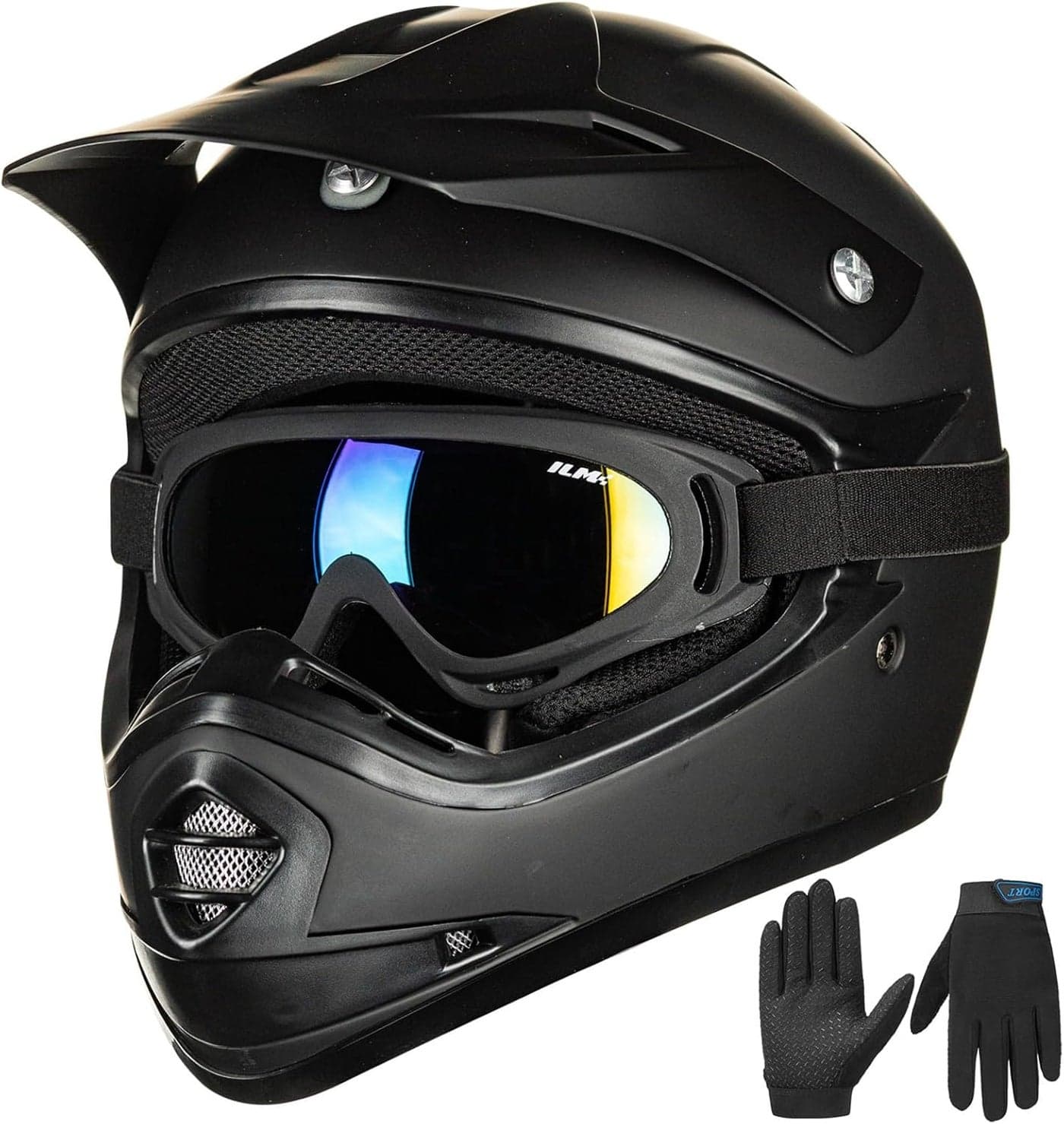 ILM Youth Kids ATV Motocross Helmet with Goggles and Sports Gloves - DOT Approved
