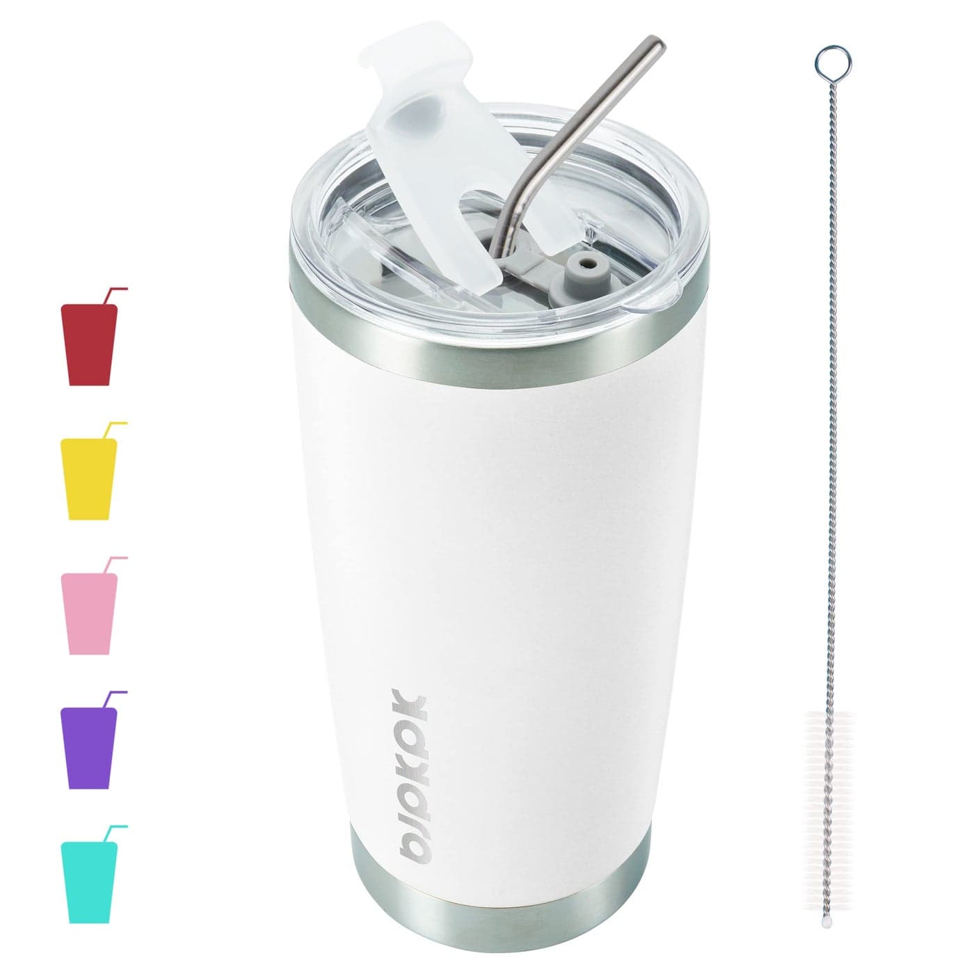 BJPKPK 20 oz Stainless Steel Insulated Tumbler Cups Coffee Mug With Lid And StrawWhite