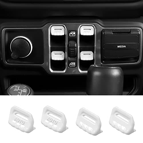 SQQP Window Switch Button Cover Trim Interior Accessories Fit for 2018-2025 Jeep Wrangler JL JLU & Gladiator JT(White)