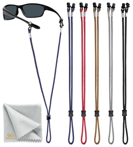 SIGONNA Eyeglasses String Holder Strap Cord - Eyeglass Chain for Men Women - Glasses Lanyard Holders Around Neck - Sports Eye Glass Straps Sunglass Retainer - 5 Cords Dark