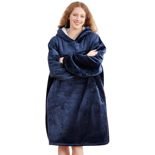 AmyHomie Blanket Sweatshirt,Oversized Sherpa Hooded Blanket Hoodie,Fleecehug Hoodie Wearable Blanket for Women Men Kids