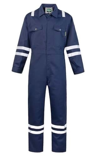 SUSHIMIAN Men's Work Coverall High Visibility Overalls Mechanics Coveralls Workwear Jumpsuit with Multi Pockets, Navy, L