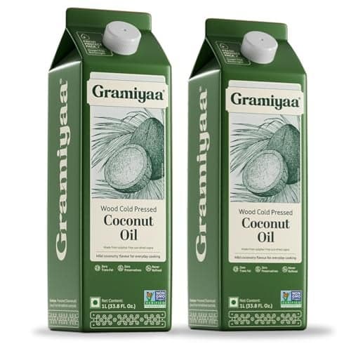 Gramiyaa Cold Pressed Coconut oil 2 Litre | Traditionally Extracted | Chemical-free, Zero Trans-fat Cooking oil | Unrefined | Kachi Ghani Coconut oil for Cooking