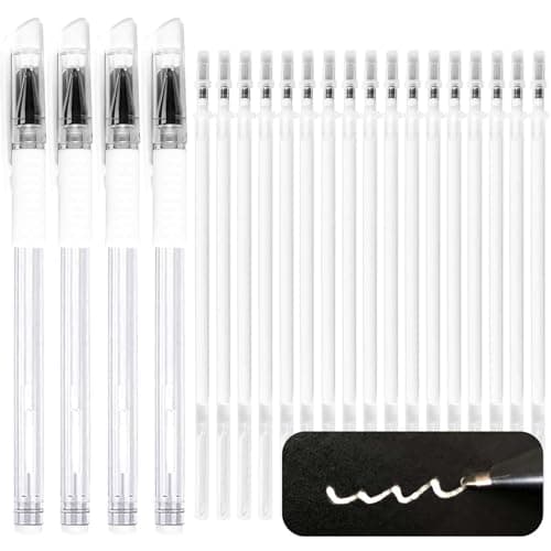 Jauisus Heat Erasable Pens for Fabric with 30 Refills White Fabric Markers White heat erase pens for fabric Marking Pens for Sewing Quilting DIY Crafts and Embroidery