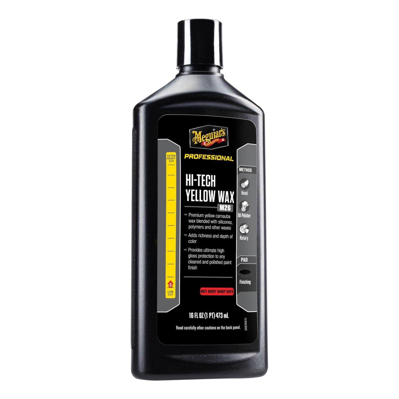 Meguiar’s Professional Hi-Tech Yellow Wax M2616 - Yellow Carnauba Wax Blend for Long-Lasting Protection with a Deep Gloss & Shine, Easy Application with Professional Results, 16 Oz