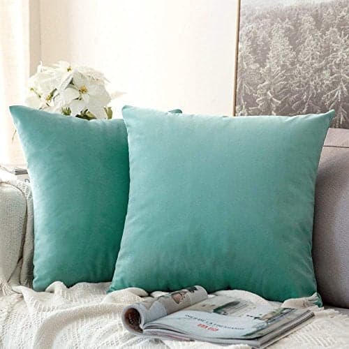 Khooti Velvet Cushion Cover, 24x24 | Teal Green | Pack of 2 | Solid Plain Soft & Smooth, Decorative Cushion Covers for Living Room, Bedroom, Couches, Chairs, Sofas, Beds & Home Decor