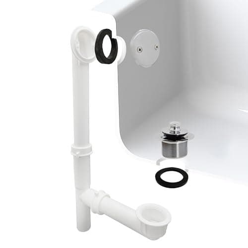 Westbrass Y594244CP White Tubular Twist & Close Bath Waste and Overflow Assembly, Polished Chrome