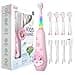 SEAGO Kids Electric Toothbrushes Rechargeable Toddler Electric Toothbrush with Magnetic Charging LED Observing Light 8 Toothbrush Heads for Ages 246 Boys Girls Pink