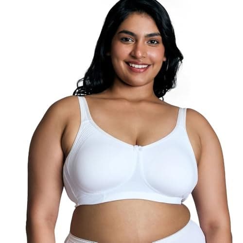 NYKD Encircled with Love Everyday Cotton Bra for Women Non Padded, Wirefree, Full Coverage - Side Support Shaper - Bra, NYB169, WHITE, 38B, 1N