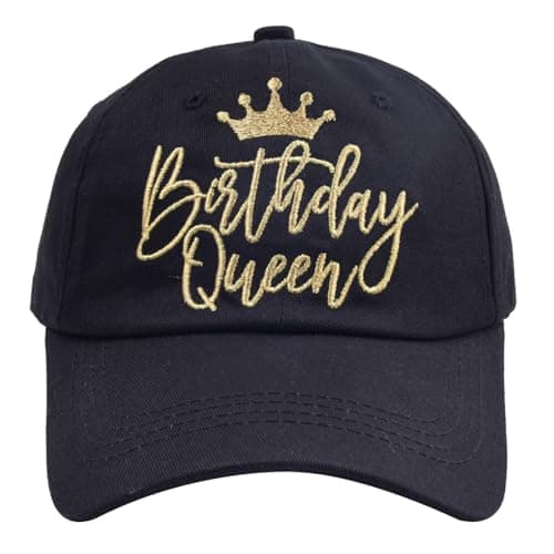 Birthday Party Hats Funny Birthday Queen Embroidery Adjustable Black Baseball Cap for Women