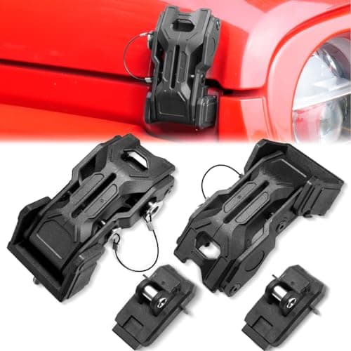 Upgraded Jeep Hood Latches with Keys Hood Latch for 20182026 Jeep Wrangler JL JLU 4XE Jeep Gladiator JT AntiTheft Hood Lock Catch Latches Accessories OffRoad Modified Style 1 Pair Not for JK