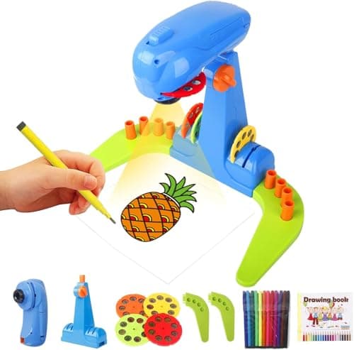 Projection Drawing for Kidssmart Art Sketch Projector Toy with 32 Slide Cartoon Patterns and 12 Color Brush Adjustable Pattern SizeSuitable for Children to Learn to Draw and Art Sketcher