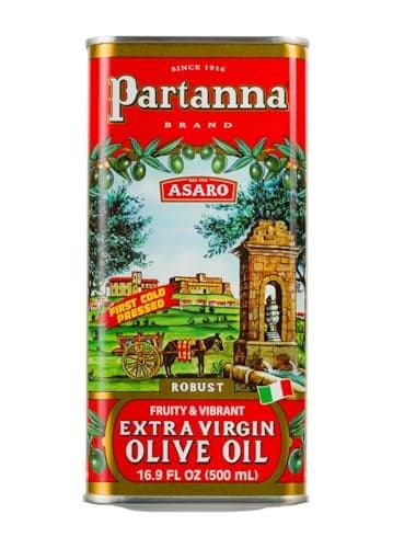 Partanna Robust Extra Virgin Olive Oil Premium Castelvetrano Olive Oil Harvested in Sicily Pure Authentic Italian Monovarietal Rich in Flavor First Cold Pressed 169oz 500ml Tin