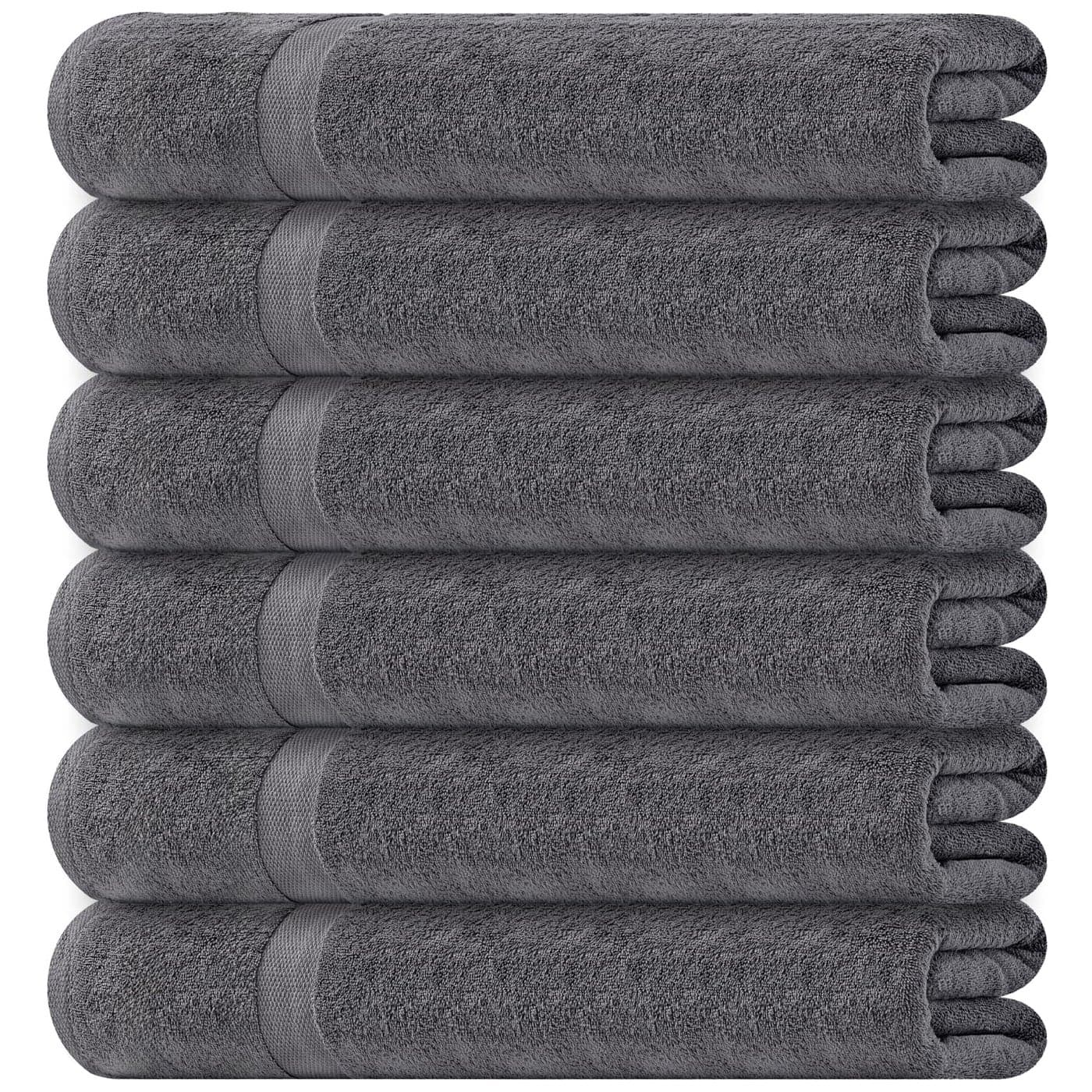 White Classic Wealuxe Grey Towels for Bathroom 6 Pack Cotton Bath Towel Set for Hotel Gym Spa Soft Extra Absorbent Quick Dry 24x50 Inch