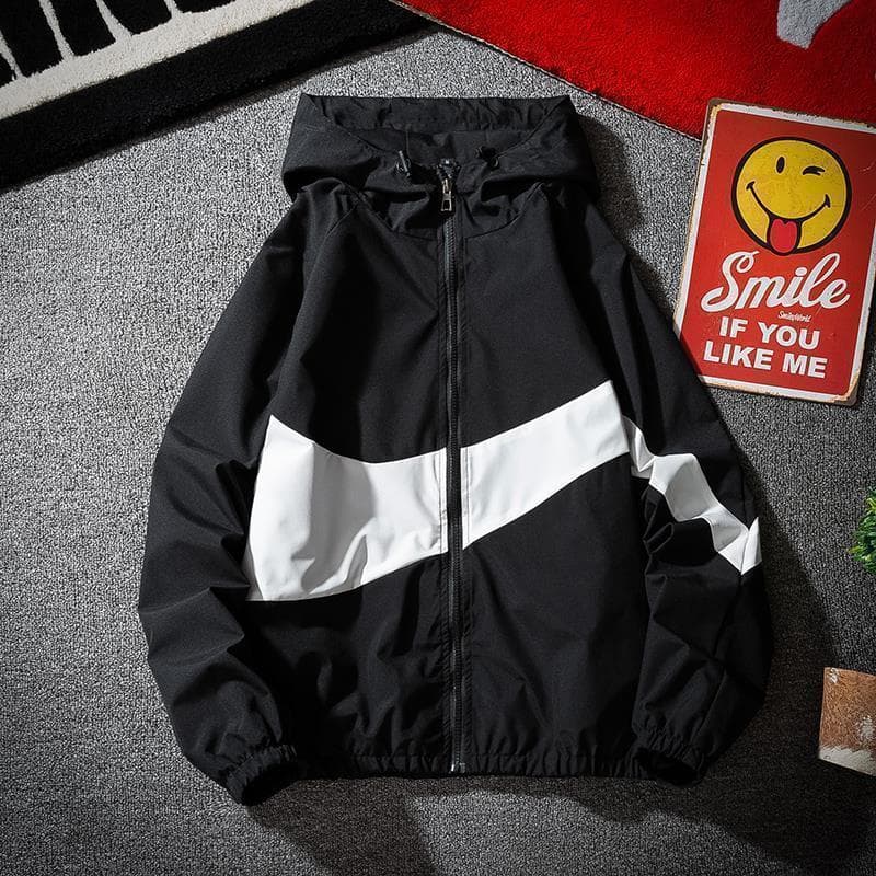New Fashion Colorblock Men'S Jacket Casual Trendy Thin Student Coat Coat Hooded Jacket Top