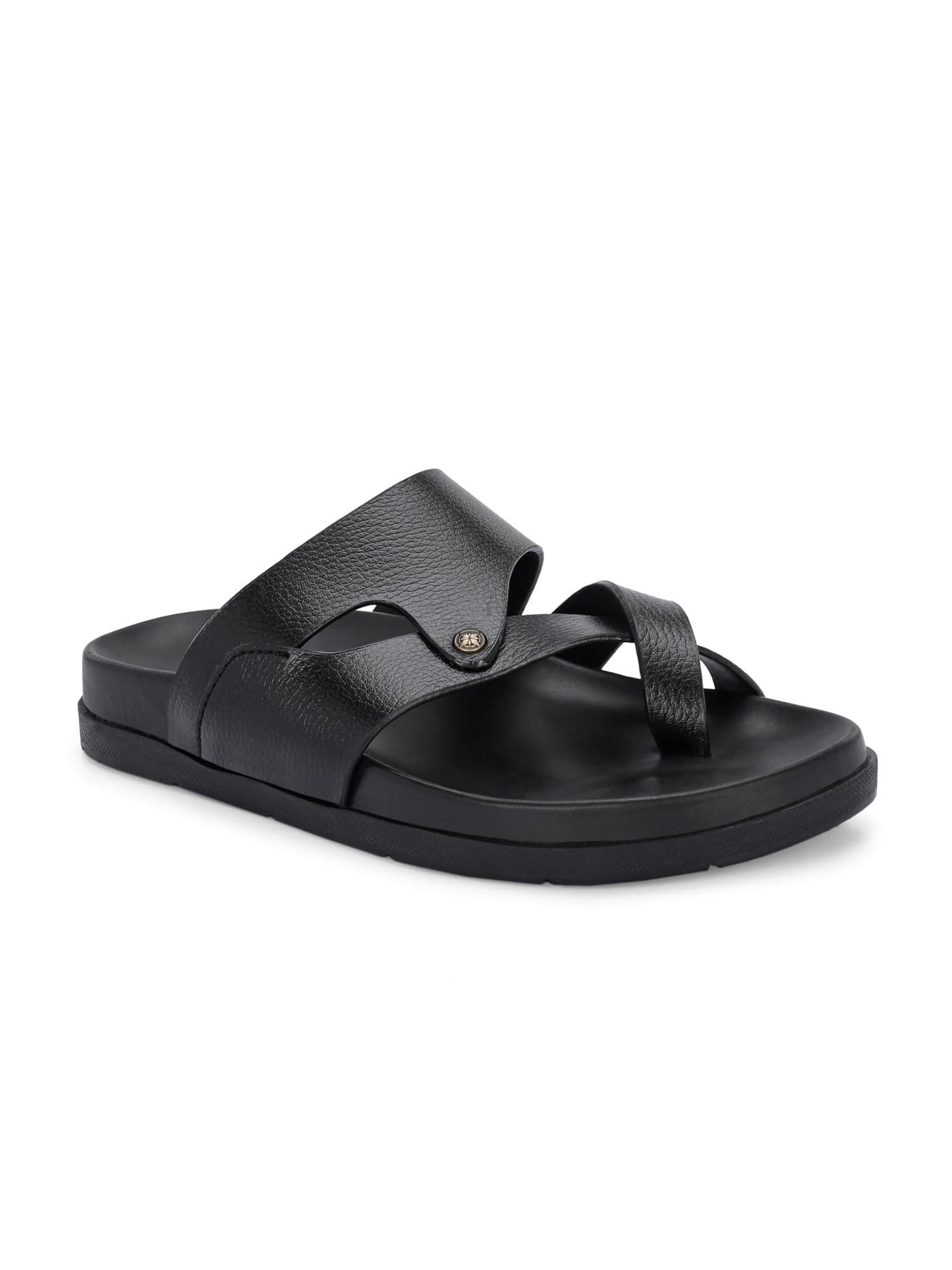 San Frissco Men's Sandals with Open Toe Strap Supersoft Slip On Chappal/Perfect Fit for Summer and Rainy Season Easy to Walk Slipper/Stylish Casual Trendy Floaters - 8 (Black)