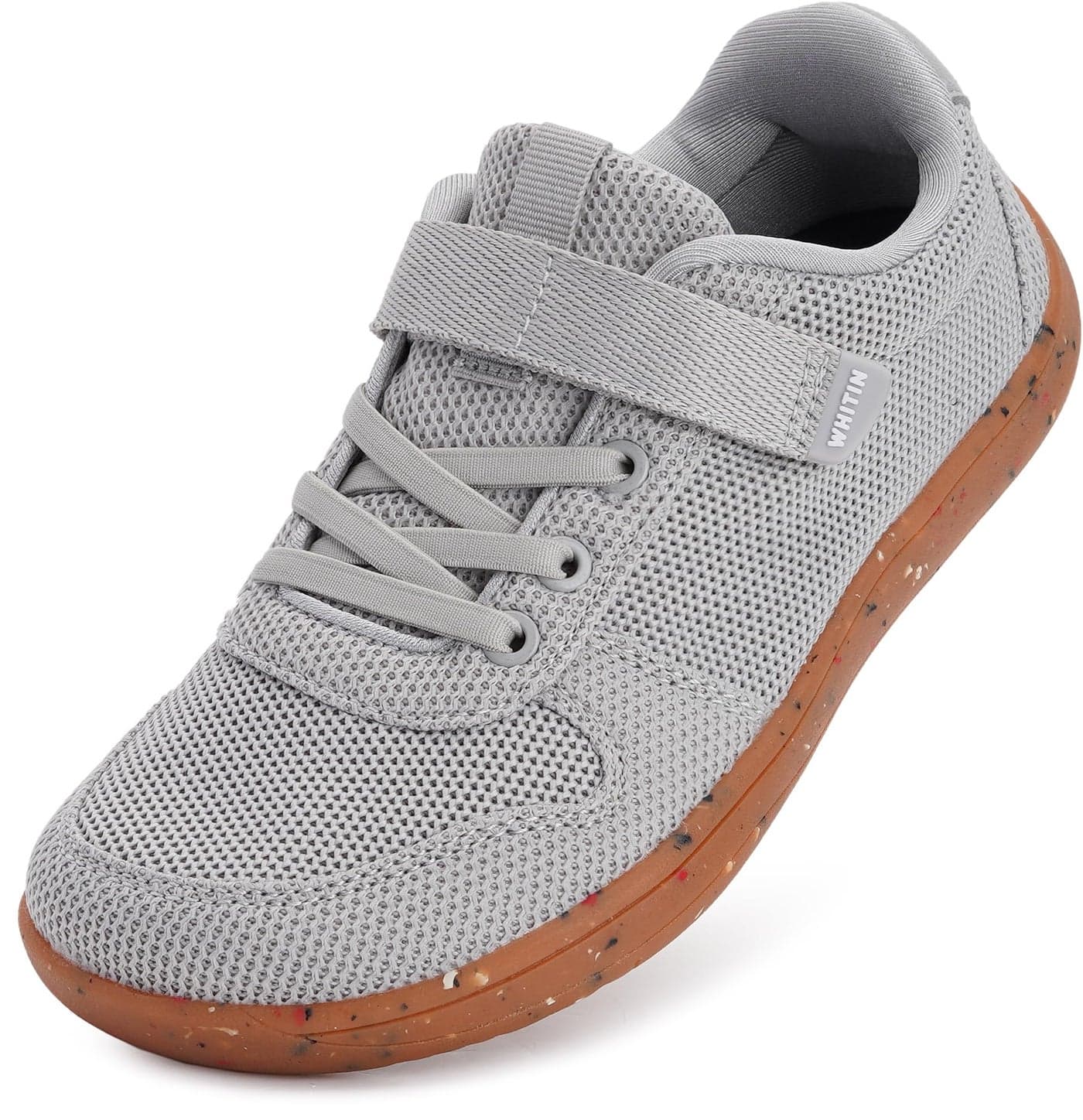 WHITIN Boys Girls Wide Width Barefoot Shoes Little Big Kids Minimalist Zero Drop Sneaker Size 11 Casual Walking Tennis Running Training Sports School Light Grey 29