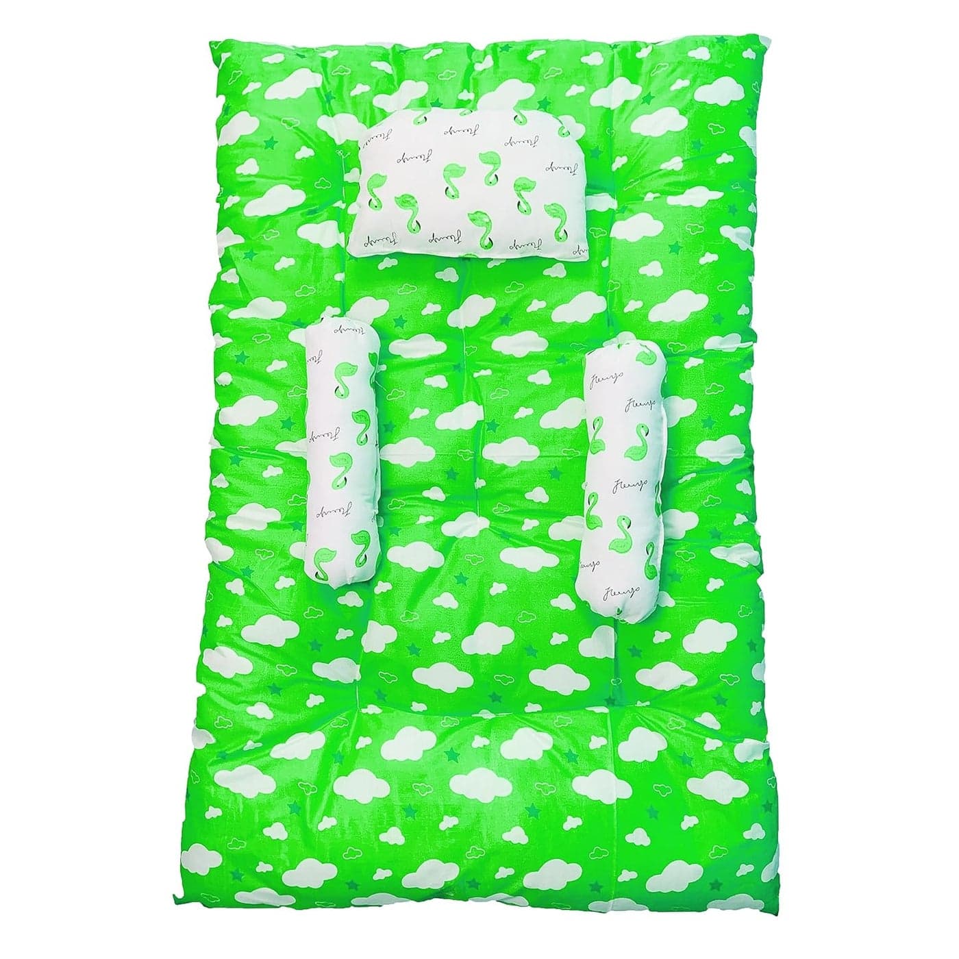 Kids Charm Baby Sleeping CloudMini Portable 2 in 1 for 0 to 4 Months New Born Baby Baby Sleeping Bed Cotton PillowGreen