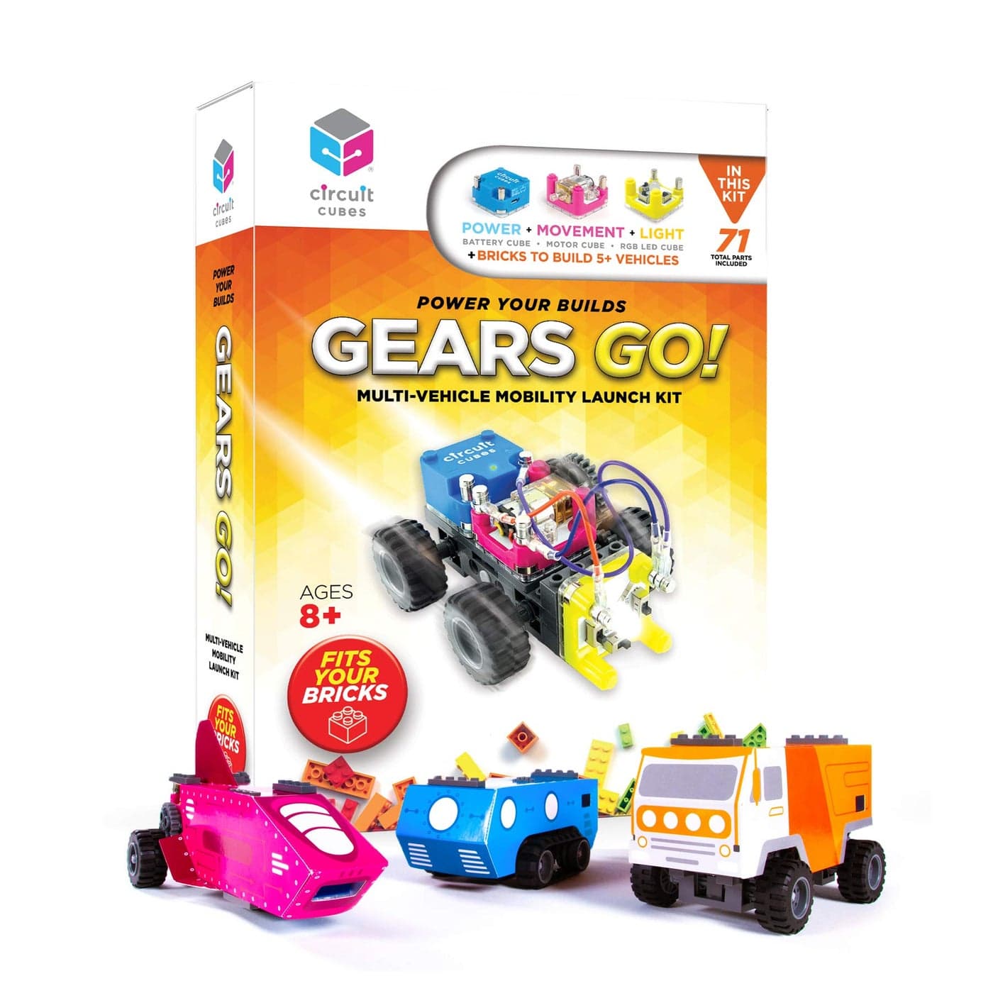 Circuit Cubes Gears GO! Multi-Vehicle Mobility Launch Kit - Engineering STEM Kit for Children and Adults