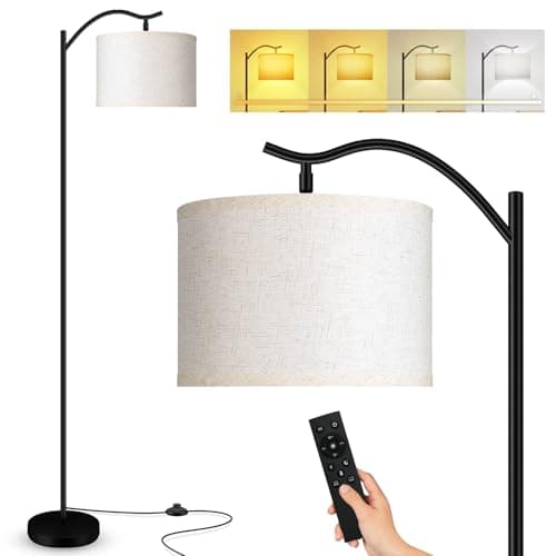 BoostArea Floor Lamp for Living Room,Arc Floor Lamp with Remote Control,Stepless Dimmable Brightness & Colors Temperature 2700k-6500k,Modern Standing Lamp for Bedroom Study Room Office,Beige