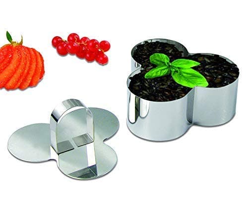 Newline NY Stainless Steel Dessert Rings 4 Pcs Plum Blossom Shape Molded Starters Appetizers Salads Pastries Mousse Molding Layering Cutter