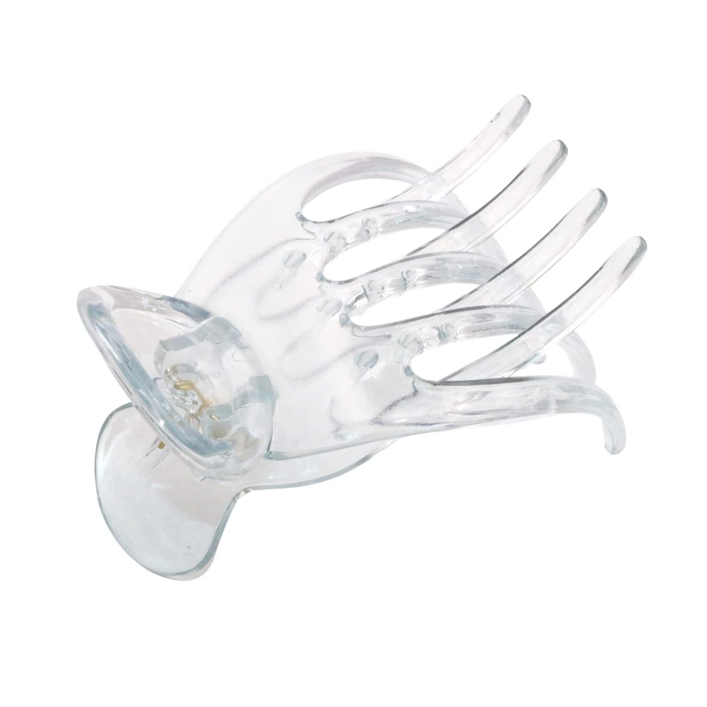 Parcelona French Basic Curved Paw Medium 3 14 Celluloid Acetate Side Slide In Jaw Yoga Hair Claw Wide Beak Hair Clip for Women and Girls Durable Stylish Hair Accessories Made in France Clear