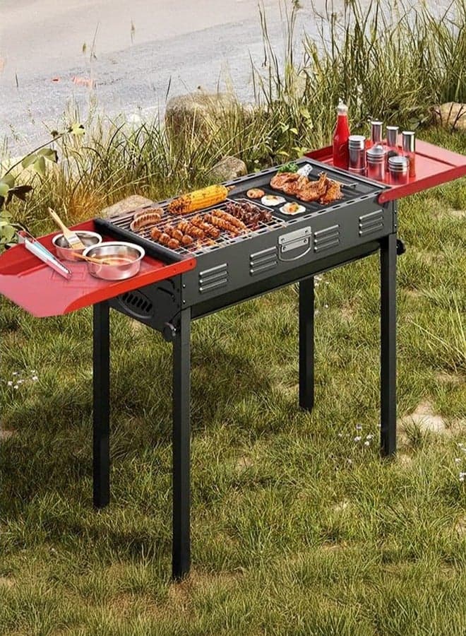 Charcoal Grill, Barbecue Grill Stainless Steel Barbecue Folding Portable for Outdoor Cooking Camping Hiking Picnics