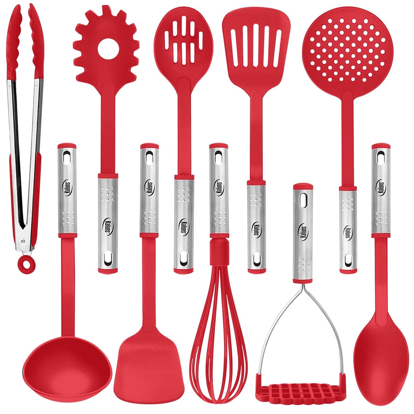 Kitchen Utensils Set 10 Nylon Stainless Steel Cooking Utensils Non Stick and Heat Resistant Cookware set New Chefs Gadget Tools Collection