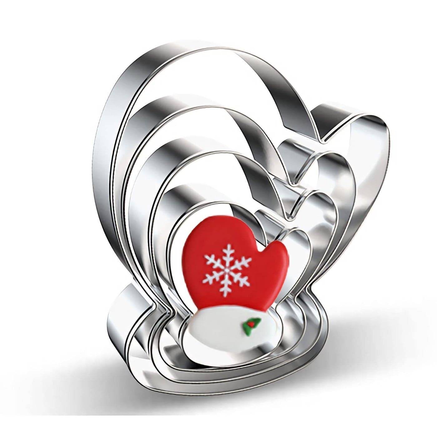 Christmas Winter Mitten Cookie Cutter Set - 4 Pieces Glove Cookie Cutters Fondant Biscuit Mold for DIY Chirstmas Day Holiday Party Decorations - Stainless Steel Azflyife