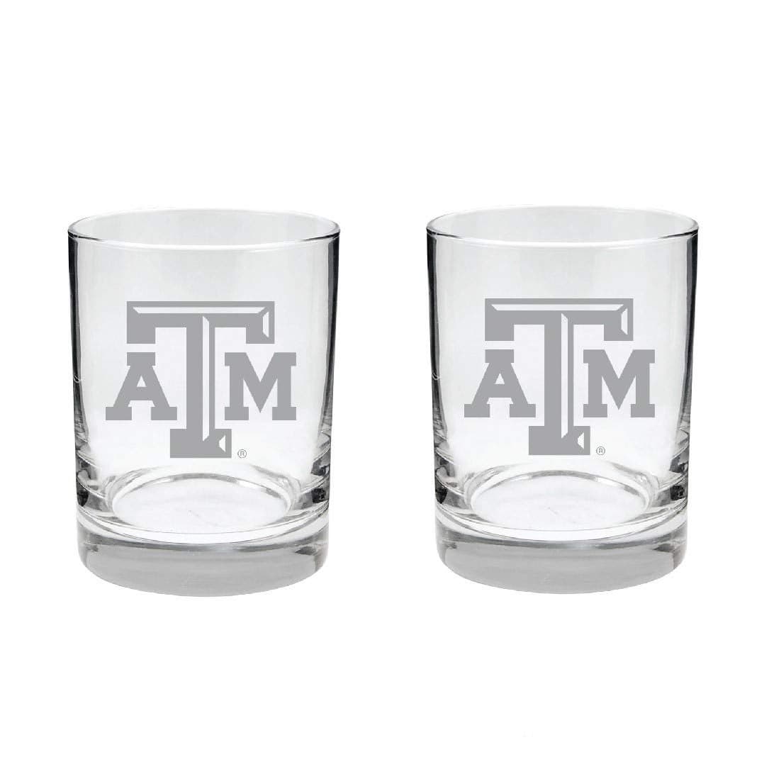 Texas AM Aggies 2Sided Satin Finish Rock or Whiskey Glass Set of 2